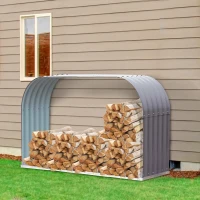 Outsunny 83" Steel Sturdy Firewood Covered Shed Storage Rack - Gray(m-2)