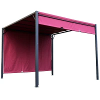 Outsunny 10’ x 10’ Steel Fabric Retractable Pergola Canopy Shade Kit - Wine Red(m-5)