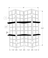Monarch 4-Panel Checkerboard Motif Folding Privacy Screen Room Divider with 2 Display Shelves - Cappuccino Wood Frame(m-4)