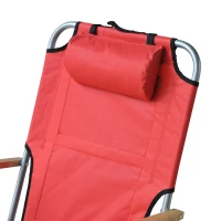 Outsunny Adjustable Backpack Beach / Camp Chair w/ Drink Holder & Storage Pockets - Red(m-8)