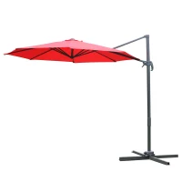 Outsunny 9.7ft Offset Umbrella Cantilever Hanging Umbrella 360 Degree Rotation with Cross Base(m-1)