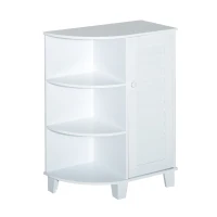 HomCom 32" Modern Country Bathroom Cabinet Cupboard with Rounded Shelves - White(m-6)
