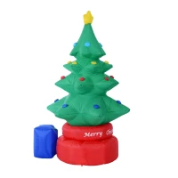 HomCom 7' Tall Outdoor Animated Inflatable Inflatable Christmas Lawn Decoration - Rotating Christmas Tree(m-1)