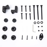 HomCom Rustic 6' Interior Sliding Barn Door Kit Hardware Set - Black Craftsman Horseshoe(m-7)