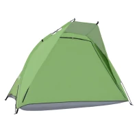 Outsunny Portable Automatic Pop Up Sun Protection Beach Tent Cabana with Door - Green(m-1)