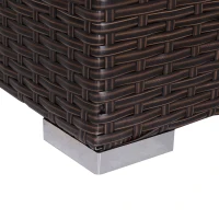 Outsunny 6 Piece Wicker Rattan Outdoor Patio Fan Shape Glass Coffee Table Furniture Set(m-12)