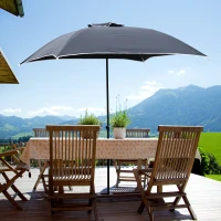 Outsunny 5.8' Compact Portable Round Sun Shade Folding Beach Patio Umbrella - Black(m-2)