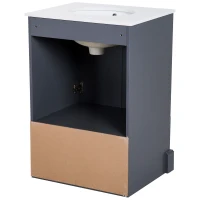 Kleankin 34” Modern Single Ceramic Sink Bathroom Vanity Set - Soft Grey(m-10)