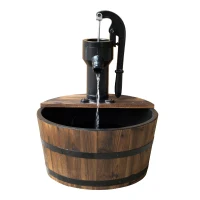 Outsunny 18" Old Fashion Wooden Water Barrel Fountain Outdoor Patio w/ Pump(m-8)
