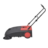 HomCom Outdoor Rotating Manual Push Broom Sweeper - Red and Black(m-4)