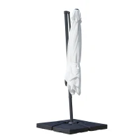 Outsunny 8ft x 8ft Square Offset 360 Cantilever Market Patio Umbrella with Cross Base Off White(m-8)