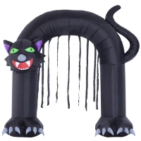 HOMCOM 9’ Outdoor Inflatable Halloween Arch - Creepy Black Cat(m-8)