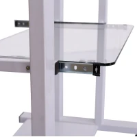 HomCom 33" Contemporary Glass Top Portable Workstation Desk Cart With Shelves - White(m-9)