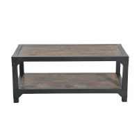 HomCom Rustic Wood Industrial Style Metal Frame Coffee Table(m-2)