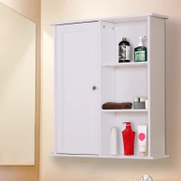 HomCom 23.5" W x 28" H Wooden Wall Mounted Bathroom Storage Cabinet - White(m-11)