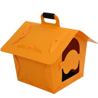 Pawhut Portable Folding Dog House Bed Carrying Travel Dog Kennel - Yellow(m-4)