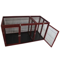 Pawhut 54" x 25" x 27" Deluxe Wood Pet Dog Crate - Dark Red Wood(m-4)