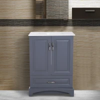 Kleankin 34” Modern Single Ceramic Sink Bathroom Vanity Set - Soft Grey(m-11)