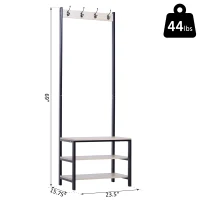 HomCom Entryway Hall Tree Coat Rack with Shoe Bench Storage(m-3)