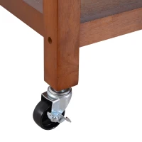 HomCom 44" 3-Tier Rubberwood Kitchen Island Cart on Wheels - Brown(m-12)
