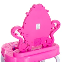 Qaba 2-in-1 Kids Piano Vanity Table Stool Princess Pretend Play Set with Lights(m-13)