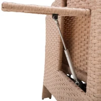 Outsunny Outdoor Rattan Wicker Adjustable Recliner Lounge Chair with Drink Tray & Stylish Contemporary Design - Beige(m-10)