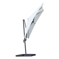 Outsunny 8ft x 8ft Square Offset 360 Cantilever Market Patio Umbrella with Cross Base Off White(m-13)