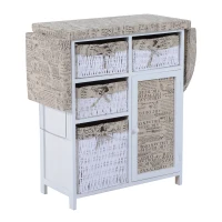 Open Box HomCom Drop Leaf Ironing Board With Shelves and Storage Boxes - Literary Print(m-1)