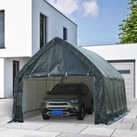 Outsunny 12' x 20' Heavy Duty Enclosed Vehicle Shelter Carport Tent - Gray(m-2)