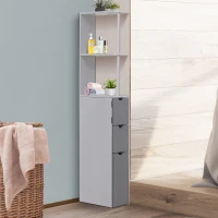 HOMCOM 54" Tall Bathroom Linen Tower, Freestanding Storage Cabinet with 2-Tier Shelf and Drawers, White(m-1)
