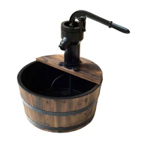 Outsunny 18" Old Fashion Wooden Water Barrel Fountain Outdoor Patio w/ Pump(m-1)