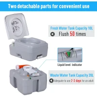 HOMCOM 20L/5.3 Gallon  Plastic Portable Toilet Seat for Camping Hiking Travel Indoor Outdoor(m-6)