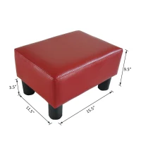 Homcom 15" Rectangular Faux Leather Padded Ottoman Footrest Bedroom Entry Hall Stool Chair Seating - Red(m-5)