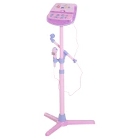 Qaba Kids Karaoke Machine Toy Play Set with Microphones & Adjustable Stand - Pink(m-7)