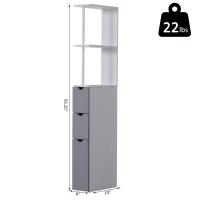 HOMCOM 54" Tall Bathroom Linen Tower, Freestanding Storage Cabinet with 2-Tier Shelf and Drawers, White(m-2)