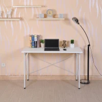 HomCom 48" Sturdy Simple Late Modern Home Office Desk Workstation with Anti-Slip Feet - White(m-2)