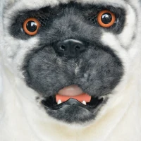 HomCom Pug Dog Costume Mouth Mover Halloween / Cosplay Hood(m-6)