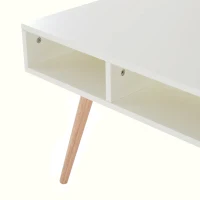 HomCom 40" Modern Wooden Coffee Table with Drawer - White / Blue Grey / Woodgrain(m-7)