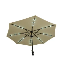 Outsunny 9' Outdoor Patio Umbrella w/ Tilt & Solar Powered LED Lights - Cream White(m-10)