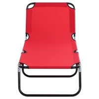Outsunny 3-Position Folding Reclining Beach Chair Chaise Lounge Sun Lounger for Poolside Lawn - Red(m-8)