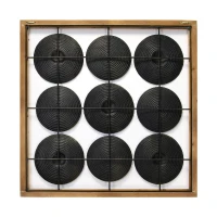 Stratton Wood Frame and Metal Plates Wall Art(m-5)
