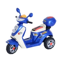 Aosom 6V Kids Ride On Moped Scooter Electric with Headlight and Music - Blue(m-3)