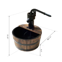 Outsunny 18" Old Fashion Wooden Water Barrel Fountain Outdoor Patio w/ Pump(m-3)