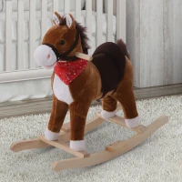 Qaba Kids Rocking Plush Horse Ride on Toy Sound Rocker w/Scarf - Brown(m-1)