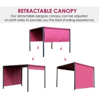 Outsunny 10’ x 10’ Steel Fabric Retractable Pergola Canopy Shade Kit - Wine Red(m-11)