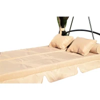 Outsunny Outdoor 3 Person Patio Daybed Canopy Gazebo Swing, Tan with Mesh Walls(m-7)
