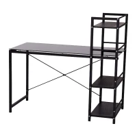 HomCom 50" Modern Office Desk With Storage Shelves Bookcase - Black(m-6)