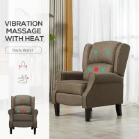 HomCom Vibrating Massage Heated Recliner Chair Sofa Fabric With Remote Control - Light Brown(m-5)