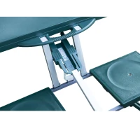 Open Box Outsunny 4 Person Plastic Portable Compact Folding Suitcase Picnic Table Set with Umbrella Hole - Green(m-11)