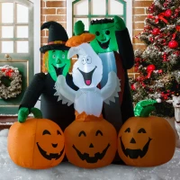 HomCom 5' LED Outdoor Halloween Inflatable Decoration - Monster Pumpkin Party(m-1)